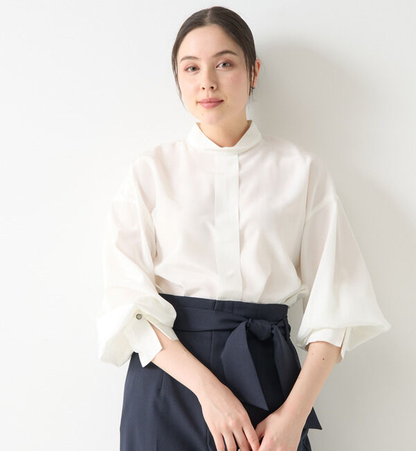 TIARA「ボリュームスリーブタックブラウス」|シャツ・ブラウス|ホワイト