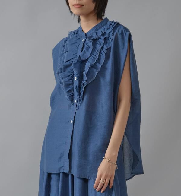 Liesse「テンセルシアーデニムフリルブラウス」|シャツ・ブラウス|