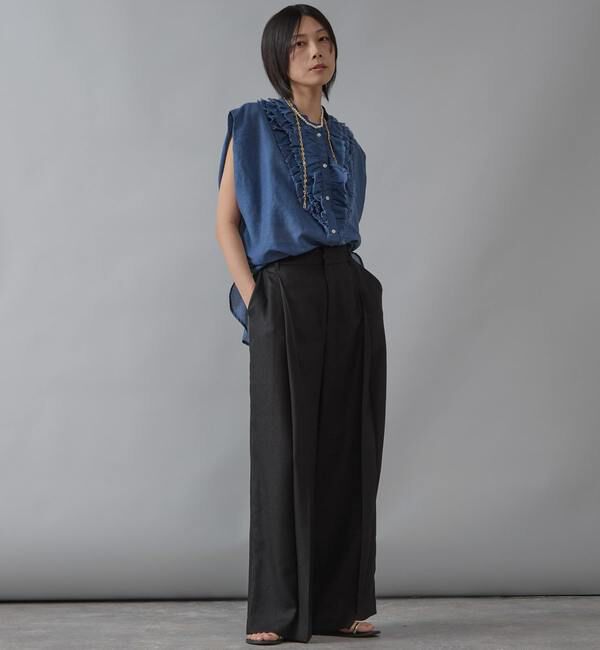 Liesse「テンセルシアーデニムフリルブラウス」|シャツ・ブラウス|
