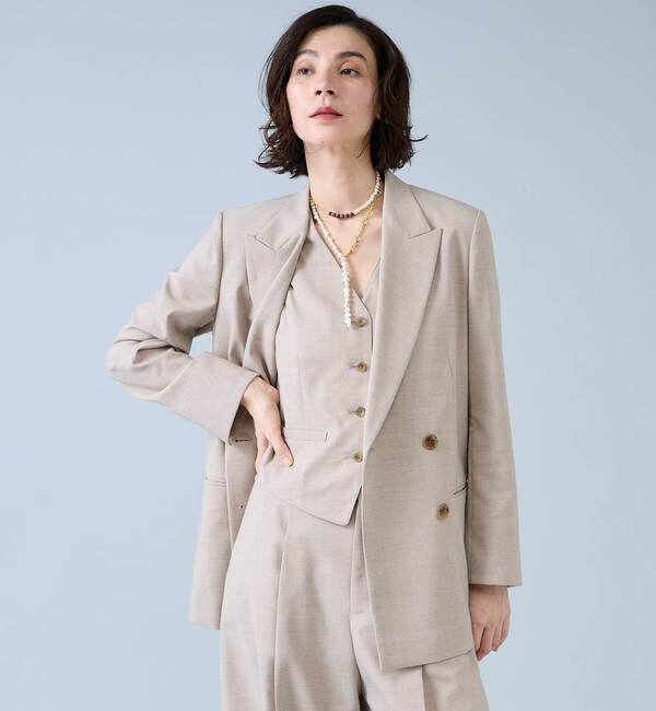 Liesse「麻調ピークドダブルジャケット」|テーラードジャケット|