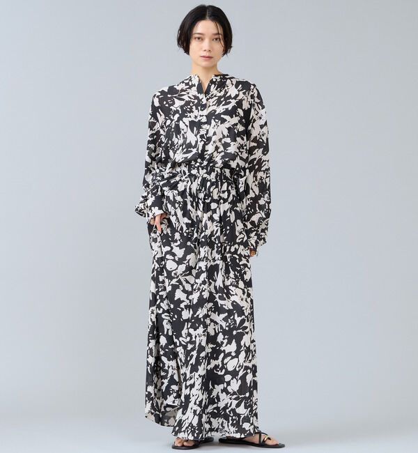 Liesse「強撚割繊フラワープリントシャツブラウス」|シャツ・ブラウス|