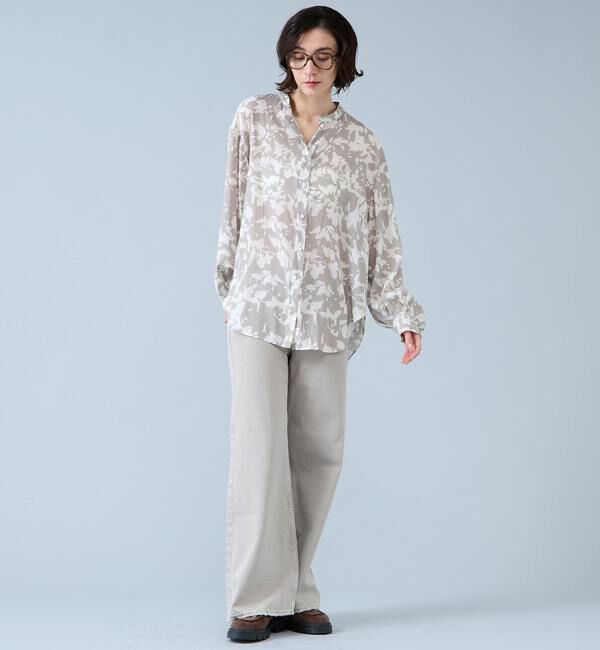 Liesse「強撚割繊フラワープリントシャツブラウス」|シャツ・ブラウス|