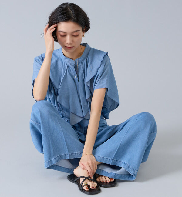 Liesse「6オンステンセルデニムバギーパンツ」|デニム|