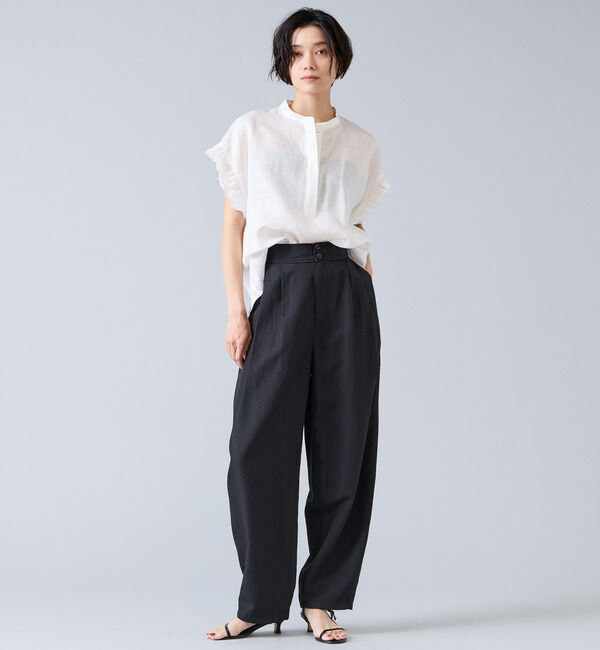 Liesse「【定番】リネンギャザースリーブブラウス」|シャツ・ブラウス|