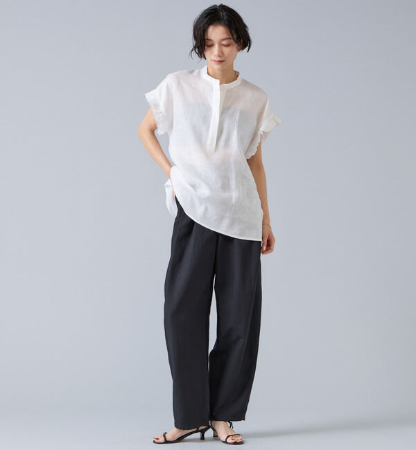 Liesse「【定番】リネンギャザースリーブブラウス」|シャツ・ブラウス|