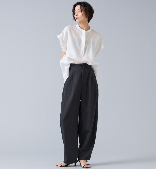 Liesse「【定番】リネンギャザースリーブブラウス」|シャツ・ブラウス|