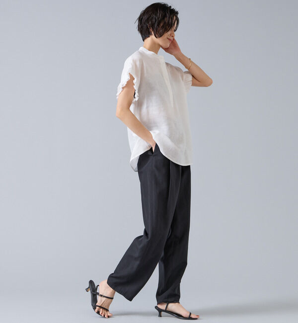 Liesse「【定番】リネンギャザースリーブブラウス」|シャツ・ブラウス|