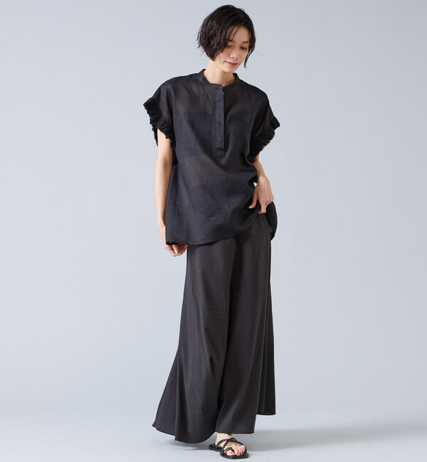 Liesse「【定番】リネンギャザースリーブブラウス」|シャツ・ブラウス|