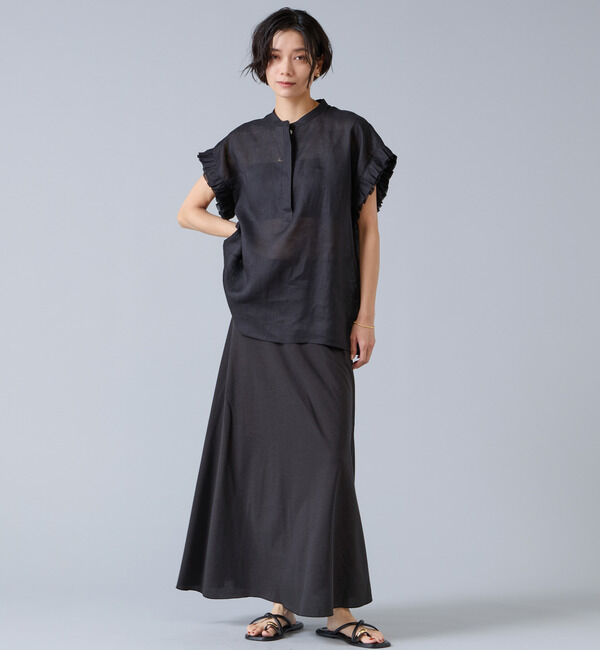 Liesse「【定番】リネンギャザースリーブブラウス」|シャツ・ブラウス|