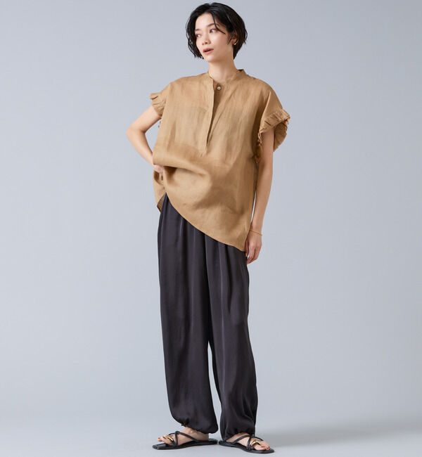 Liesse「【定番】リネンギャザースリーブブラウス」|シャツ・ブラウス|