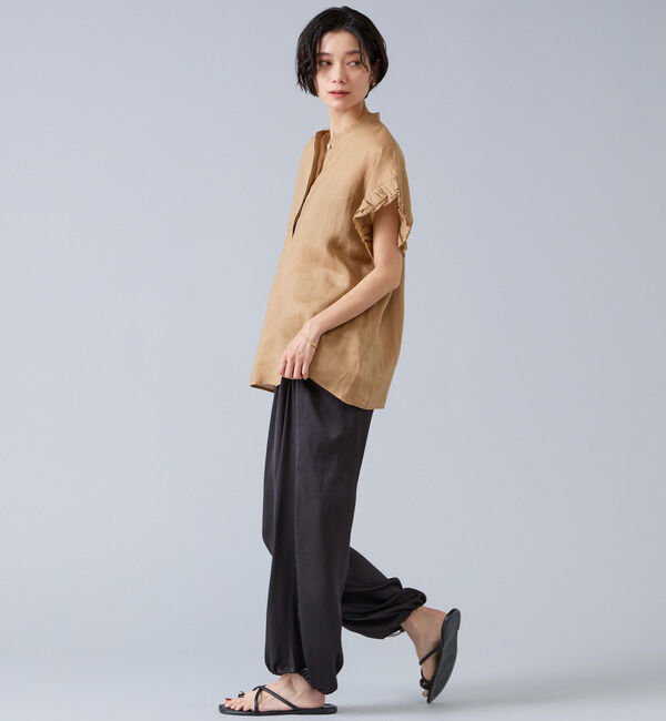 Liesse「【定番】リネンギャザースリーブブラウス」|シャツ・ブラウス|