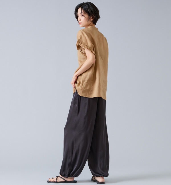 Liesse「【定番】リネンギャザースリーブブラウス」|シャツ・ブラウス|