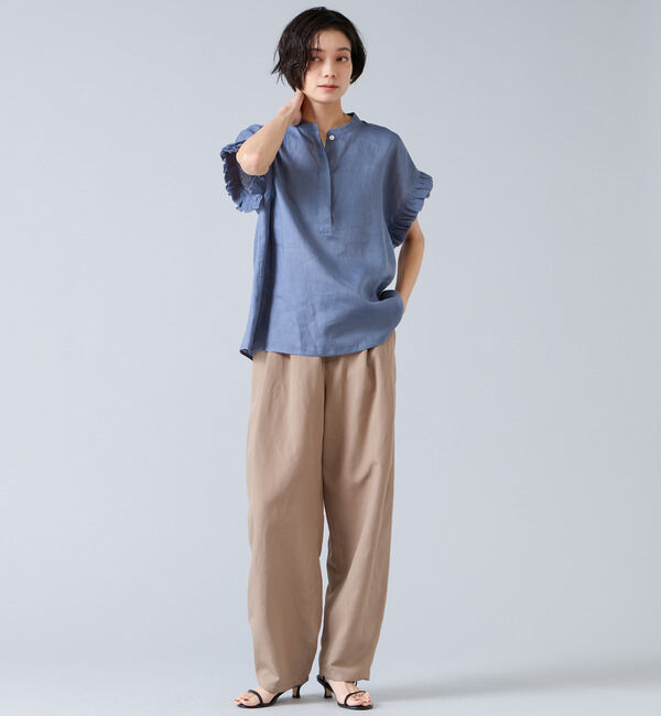 Liesse「【定番】リネンギャザースリーブブラウス」|シャツ・ブラウス|