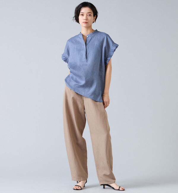 Liesse「【定番】リネンギャザースリーブブラウス」|シャツ・ブラウス|