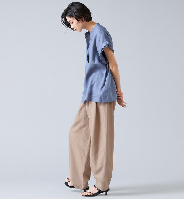 Liesse「【定番】リネンギャザースリーブブラウス」|シャツ・ブラウス|