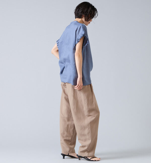 Liesse「【定番】リネンギャザースリーブブラウス」|シャツ・ブラウス|