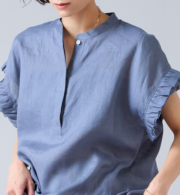Liesse「【定番】リネンギャザースリーブブラウス」|シャツ・ブラウス|