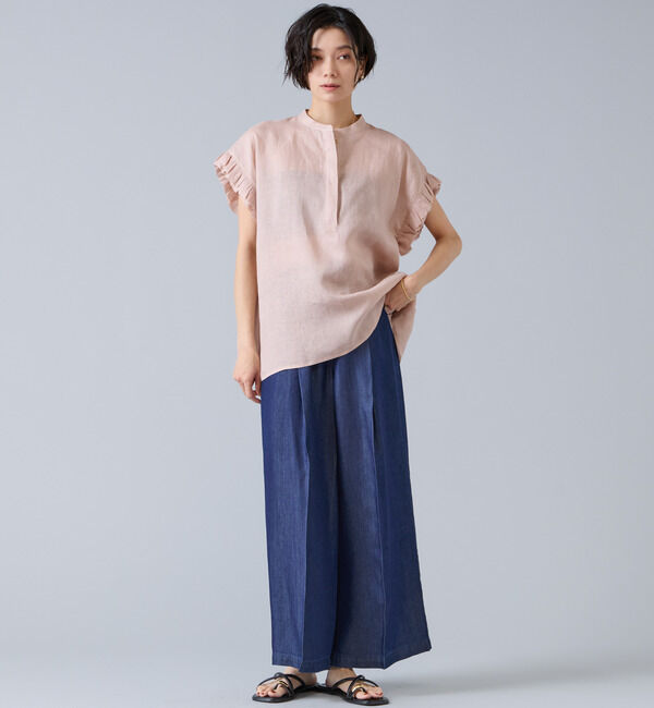 Liesse「【定番】リネンギャザースリーブブラウス」|シャツ・ブラウス|