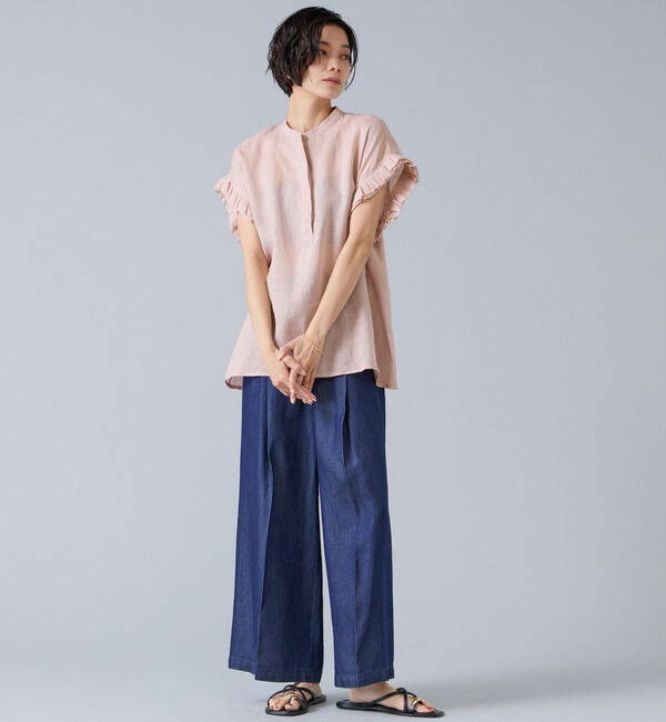 Liesse「【定番】リネンギャザースリーブブラウス」|シャツ・ブラウス|