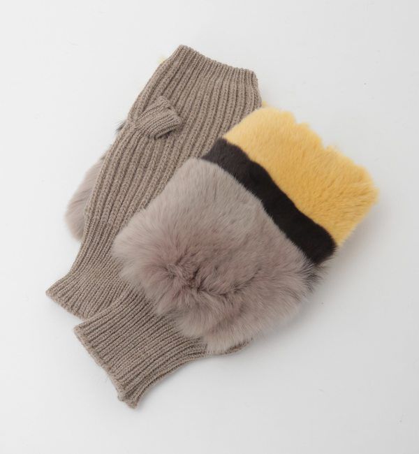 A_「【ALPO/アルポ】レッキスファー&times;ニットFingerless Gloves」|手袋|
