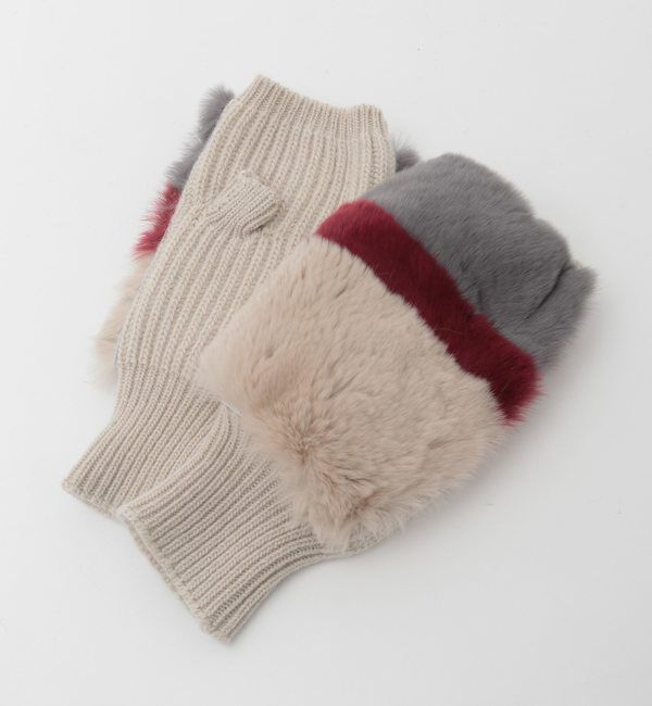 A_「【ALPO/アルポ】レッキスファー&times;ニットFingerless Gloves」|手袋|