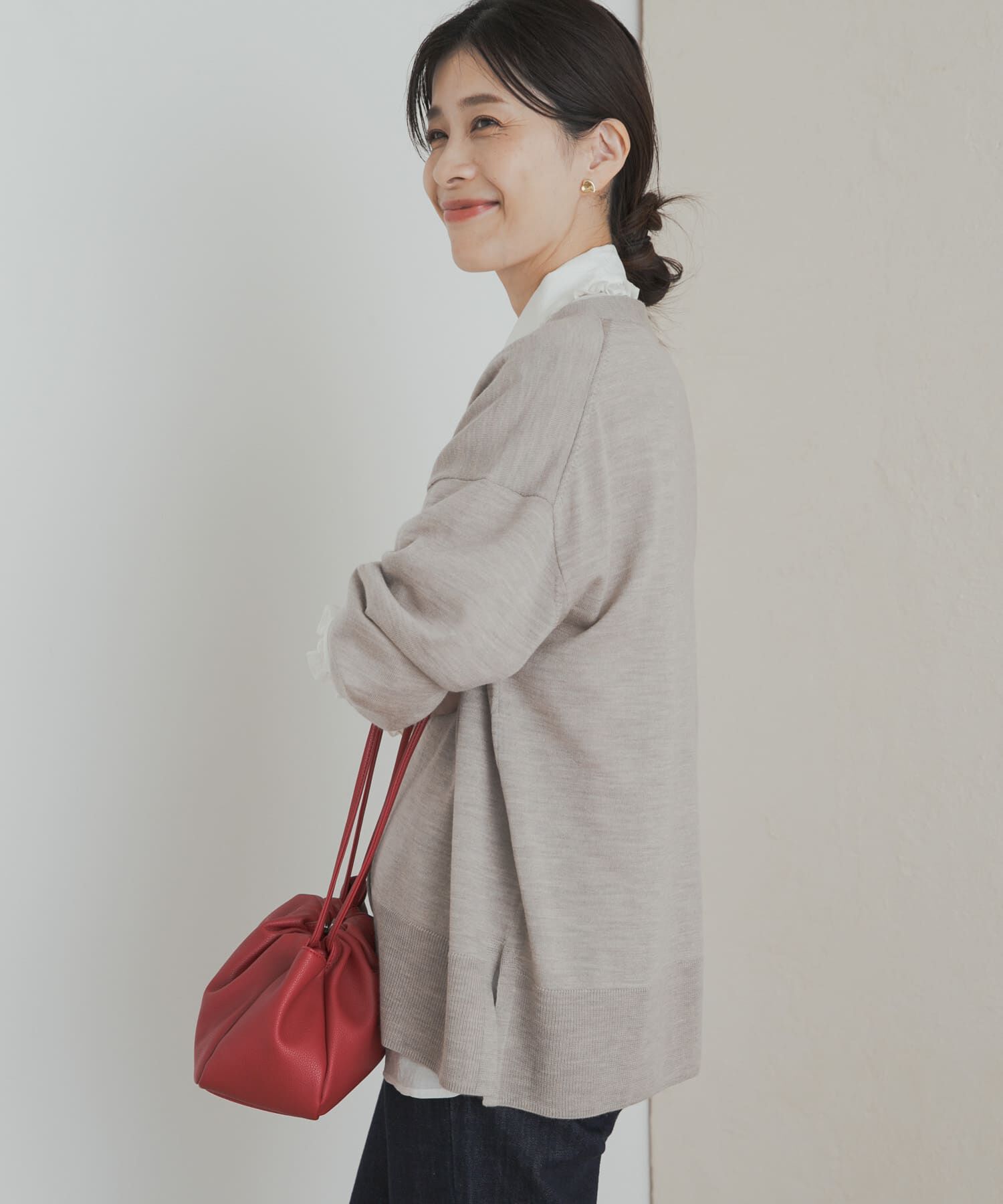 URBAN RESEARCH DOORS「ウォッシャブルウールVネックワイドカーディガン」|カーディガン|