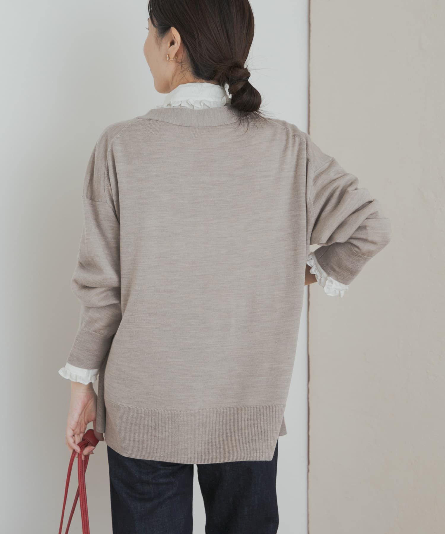 URBAN RESEARCH DOORS「ウォッシャブルウールVネックワイドカーディガン」|カーディガン|