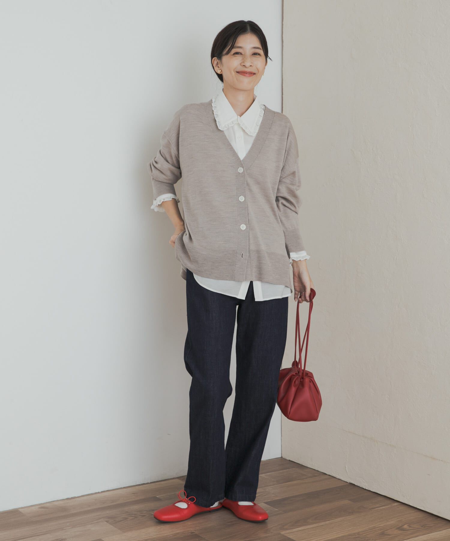 URBAN RESEARCH DOORS「ウォッシャブルウールVネックワイドカーディガン」|カーディガン|