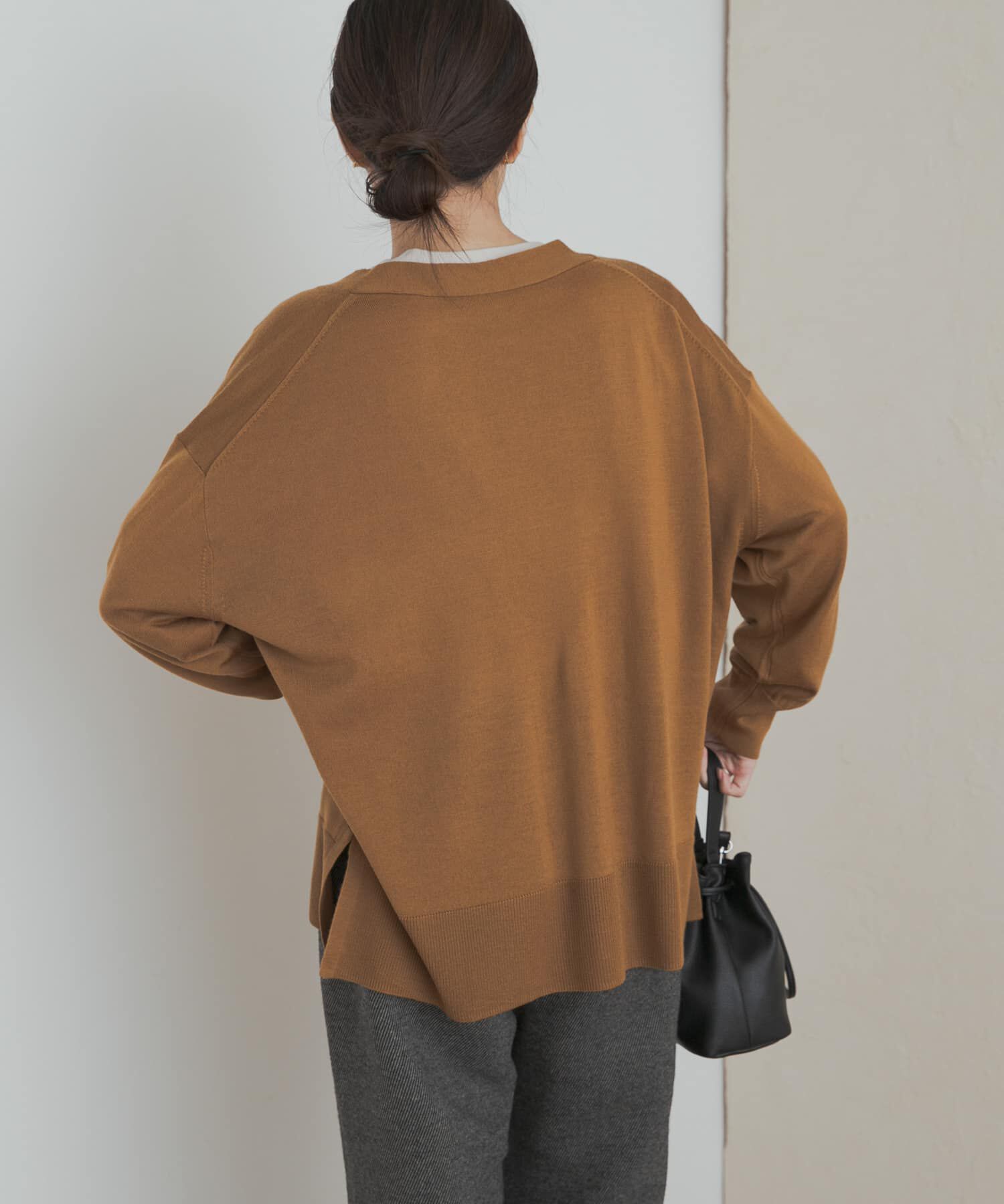 URBAN RESEARCH DOORS「ウォッシャブルウールVネックワイドカーディガン」|カーディガン|