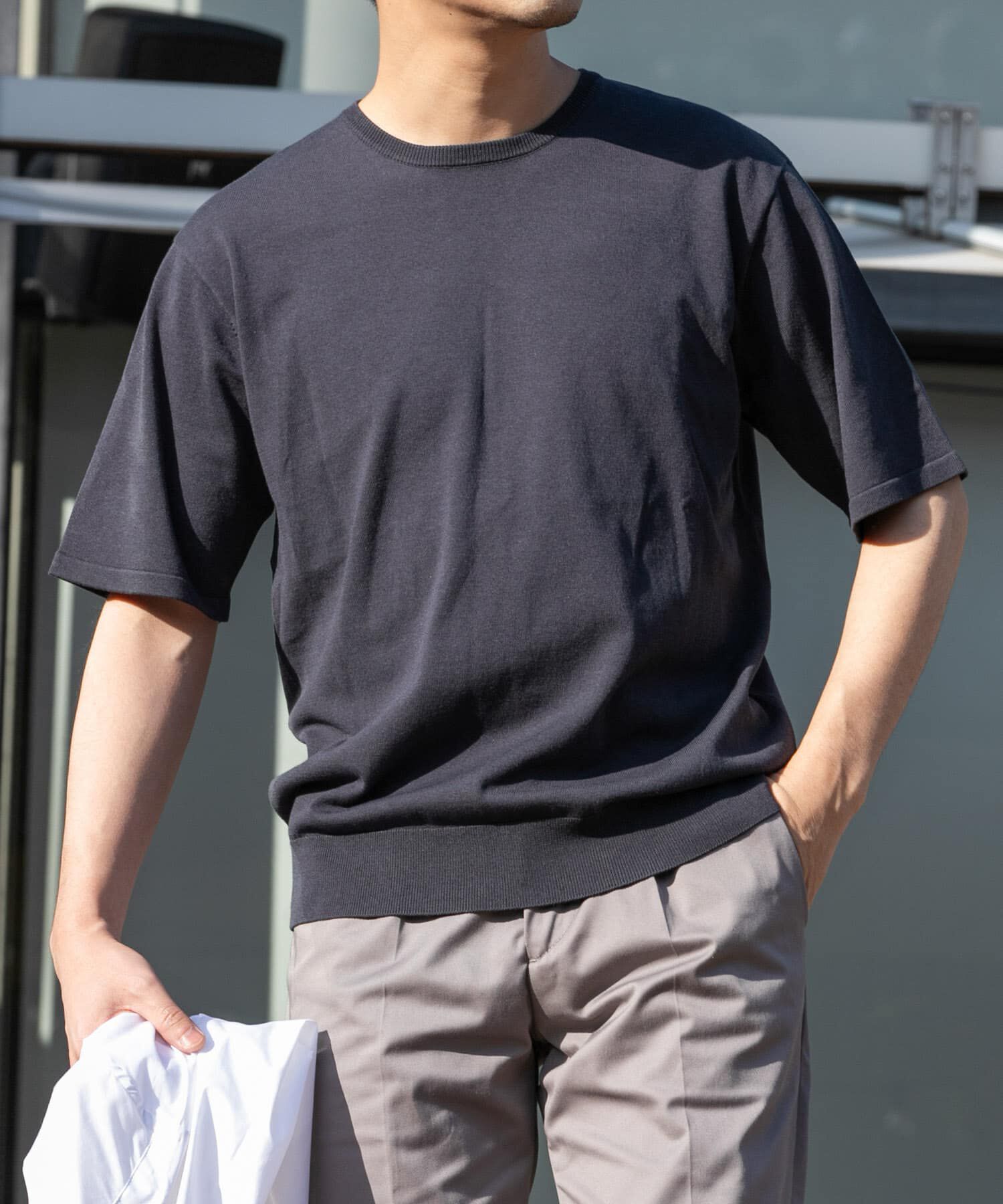 URBAN RESEARCH ROSSO「『WEB限定』シルク混クルーネックサマーニット」|ニット・セーター|ブルー系その他