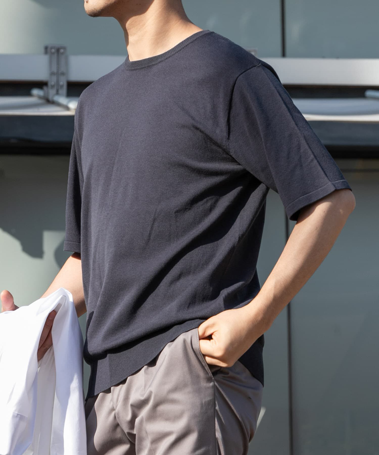 URBAN RESEARCH ROSSO「『WEB限定』シルク混クルーネックサマーニット」|ニット・セーター|