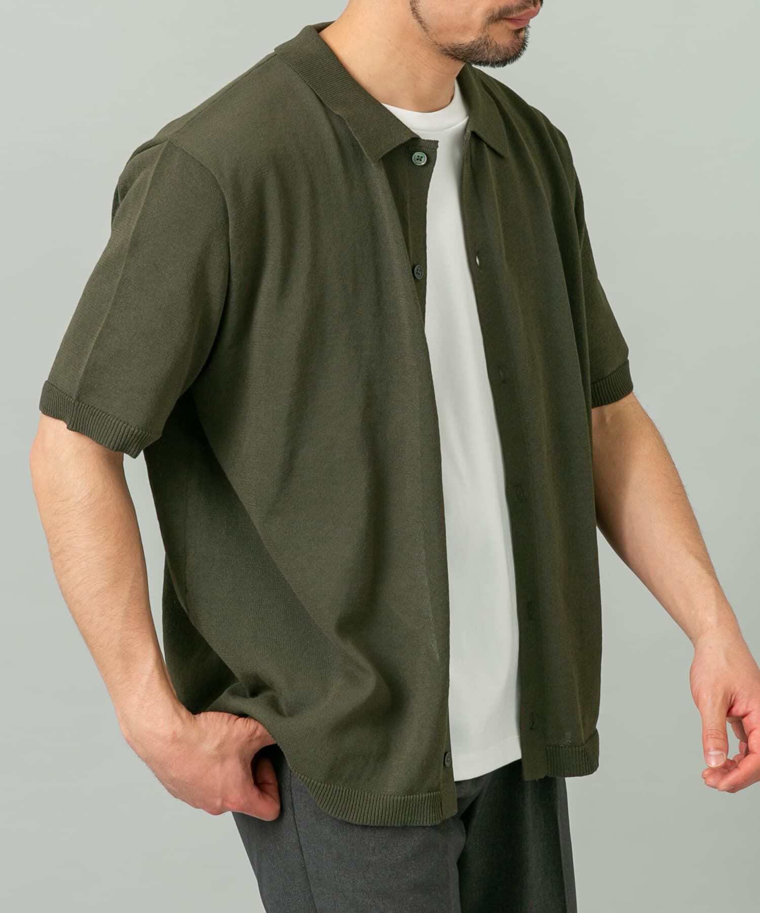 URBAN RESEARCH ROSSO「『UR TECH』AIRDRY半袖ポロカーディガン」|カーディガン|