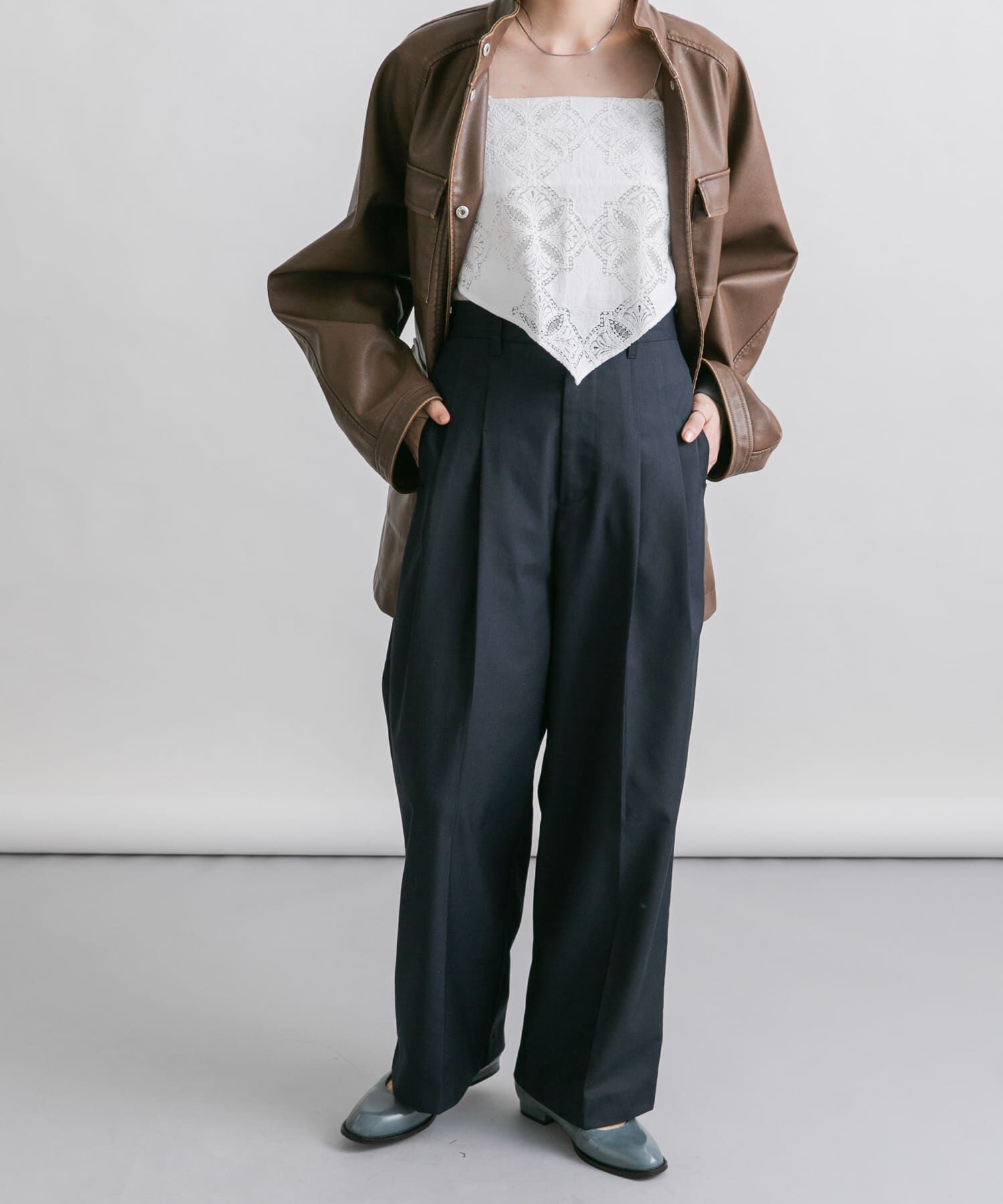  「レーススカーフSETパンツ」|その他|ネイビー