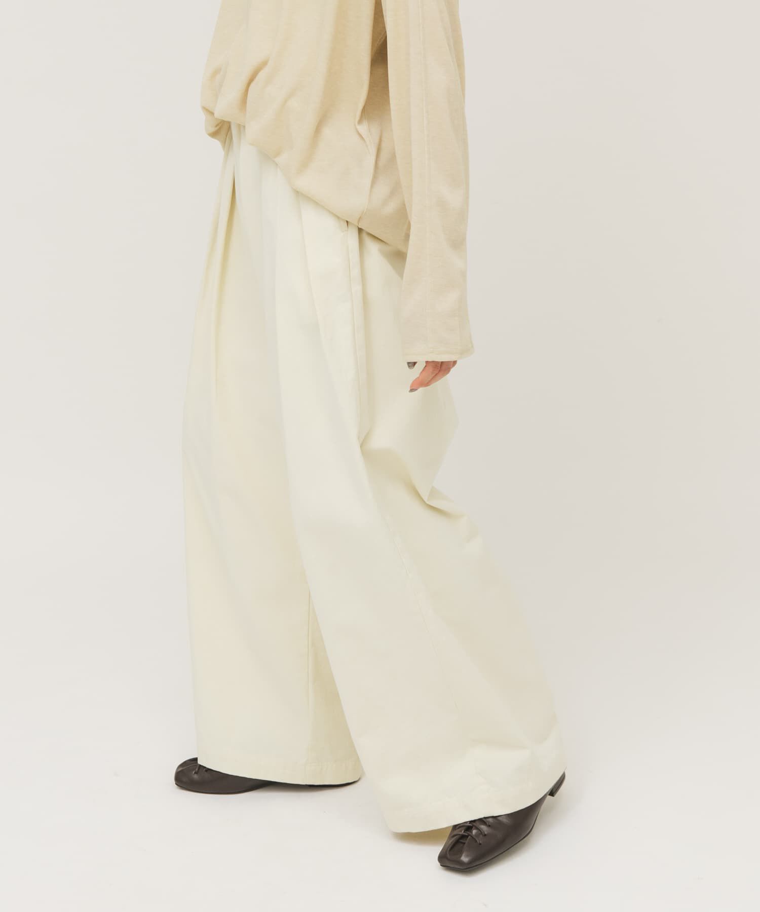  「タックデザインツイルパンツ」|その他|アイボリー