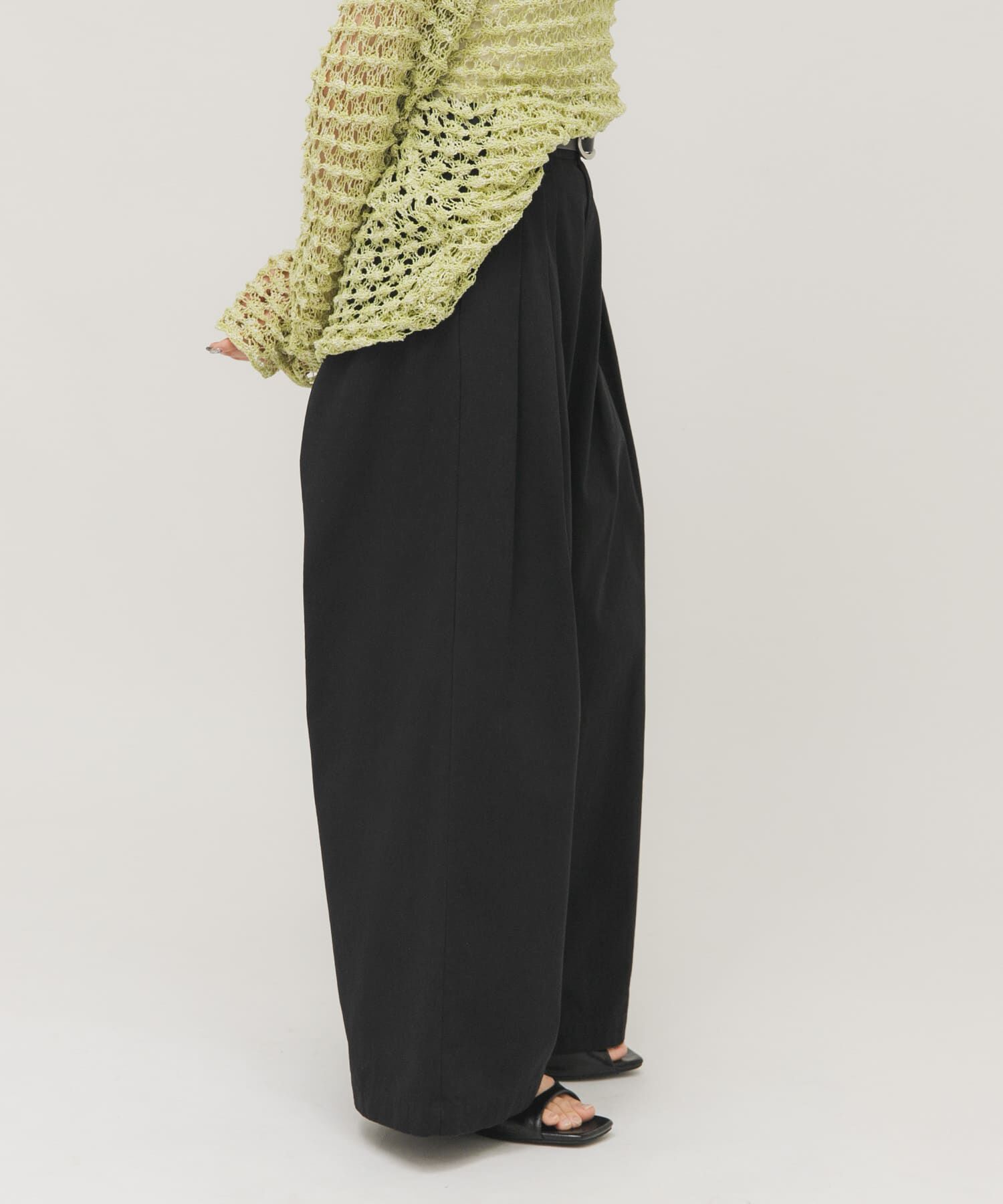  「タックデザインツイルパンツ」|その他|ブラック