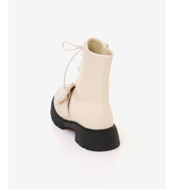 MAJESTICLEGON「パールバックルレースアップブーツ」|ショートブーツ|