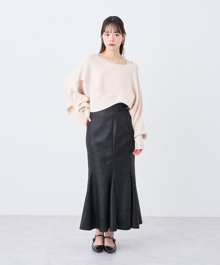 earth music&ecology「フェイクレザーマーメイドスカート」|フレア|