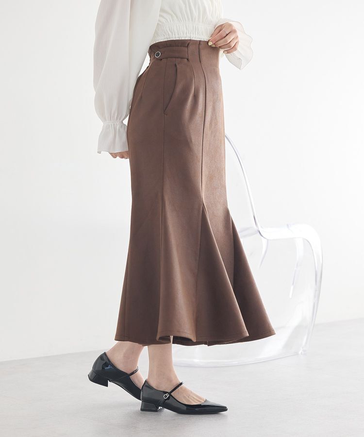 earth music&ecology「フェイクレザーマーメイドスカート」|フレア|