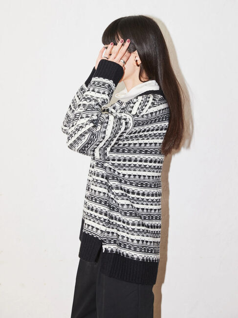  「Vネックジャガードニットプルオーバー」|ニット・セーター|