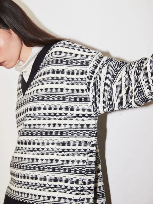  「Vネックジャガードニットプルオーバー」|ニット・セーター|