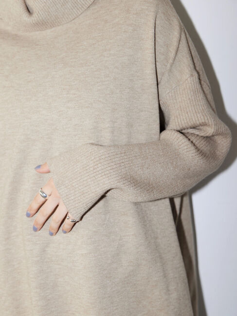  「パチパチしにくいハイネックBIGニットプルオーバー」|ニット・セーター|