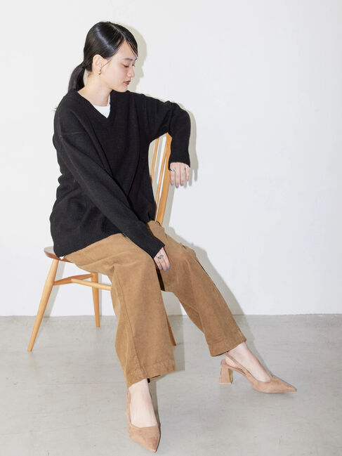  「Vネック前振りコクーンニットプルオーバー」|ニット・セーター|