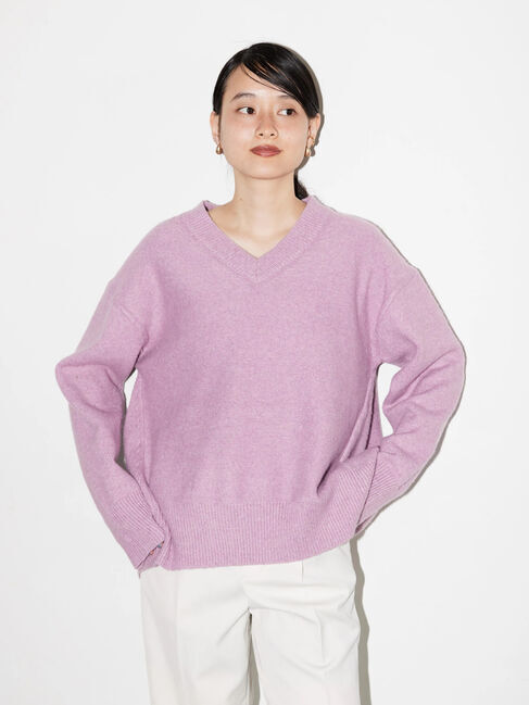 「Vネック前振りコクーンニットプルオーバー」|ニット・セーター|