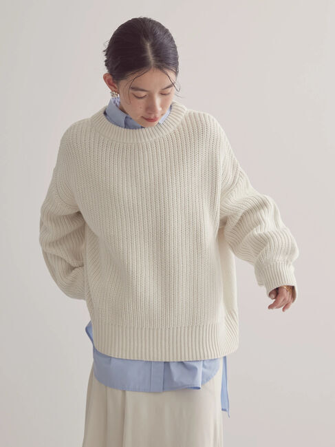 AMERICAN HOLIC「2WAY編み違いニットプルオーバー」|ニット・セーター|オフホワイト
