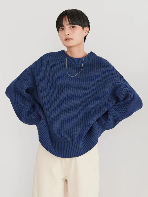 AMERICAN HOLIC「2WAY編み違いニットプルオーバー」|ニット・セーター|ネイビー