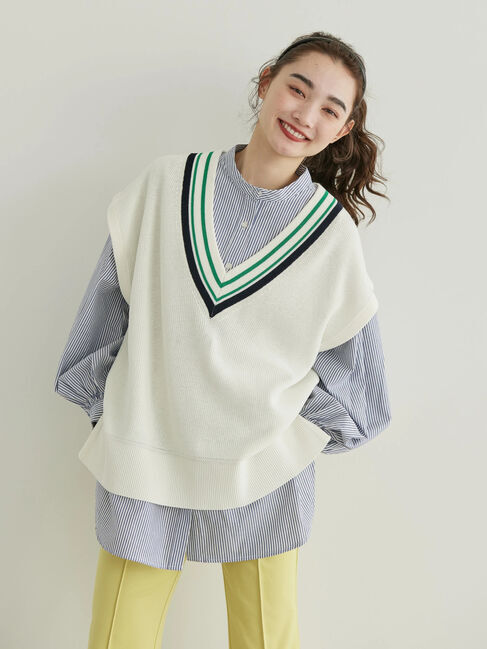 AMERICAN HOLIC「SET　ニットベスト+ボリュームスリーブシャツ」|ニット・セーター|