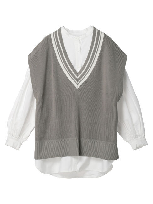 AMERICAN HOLIC「SET　ニットベスト+ボリュームスリーブシャツ」|ニット・セーター|