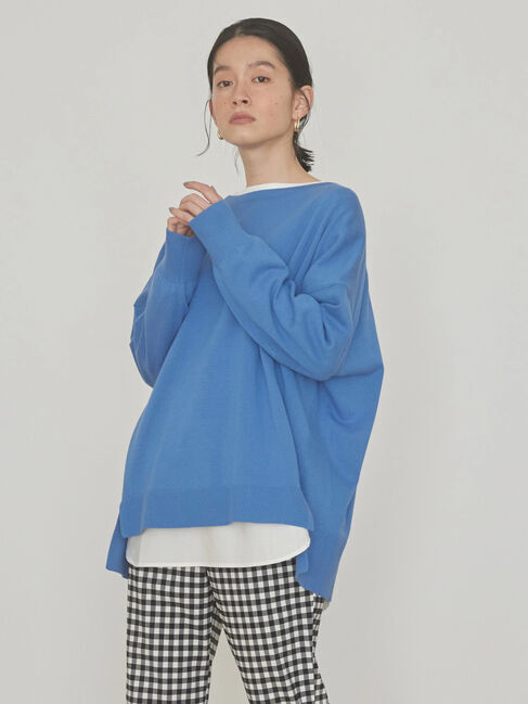 AMERICAN HOLIC「クルーネック前振りニットプルオーバー」|ニット・セーター|ブルー