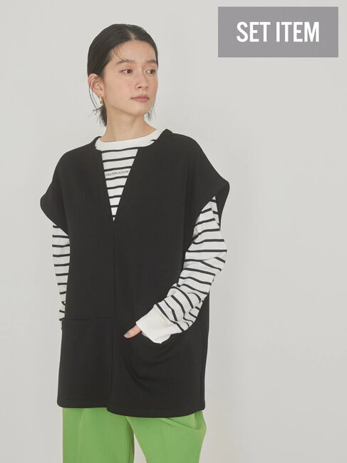  「SET ポンチベスト+カットプルオーバー」|Tシャツ・カットソー|ブラック