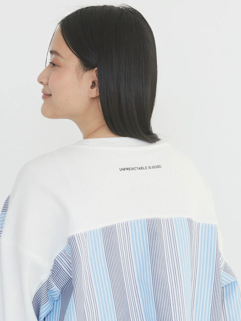  「ドッキングストライプワッフルプルオーバー」|Tシャツ・カットソー|